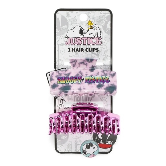 Justice Peanuts Snoopy Tie Dye Print & Metallic Claw Clips - Picture 6 of 6